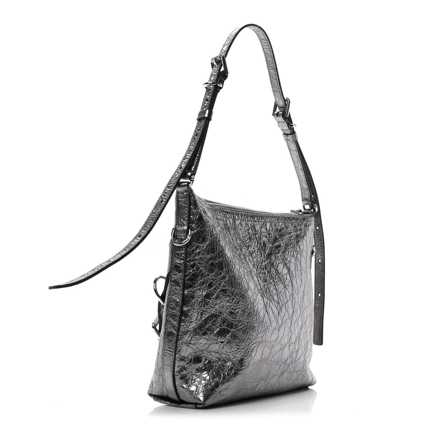 Metallic Calfskin Small Voyou Bag Silver