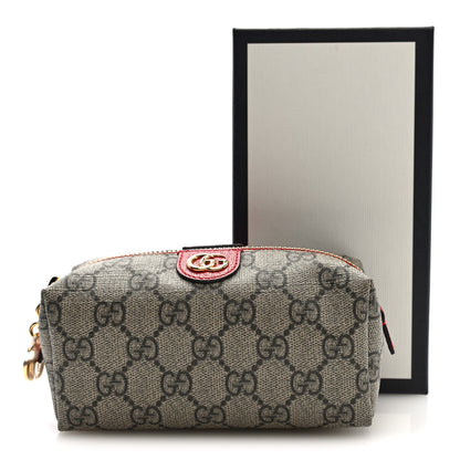 Gucci Soft GG Supreme Monogram Calfskin Small Ophidia Cosmetic Case Beige Ebony Hibiscus Red 8 of 8