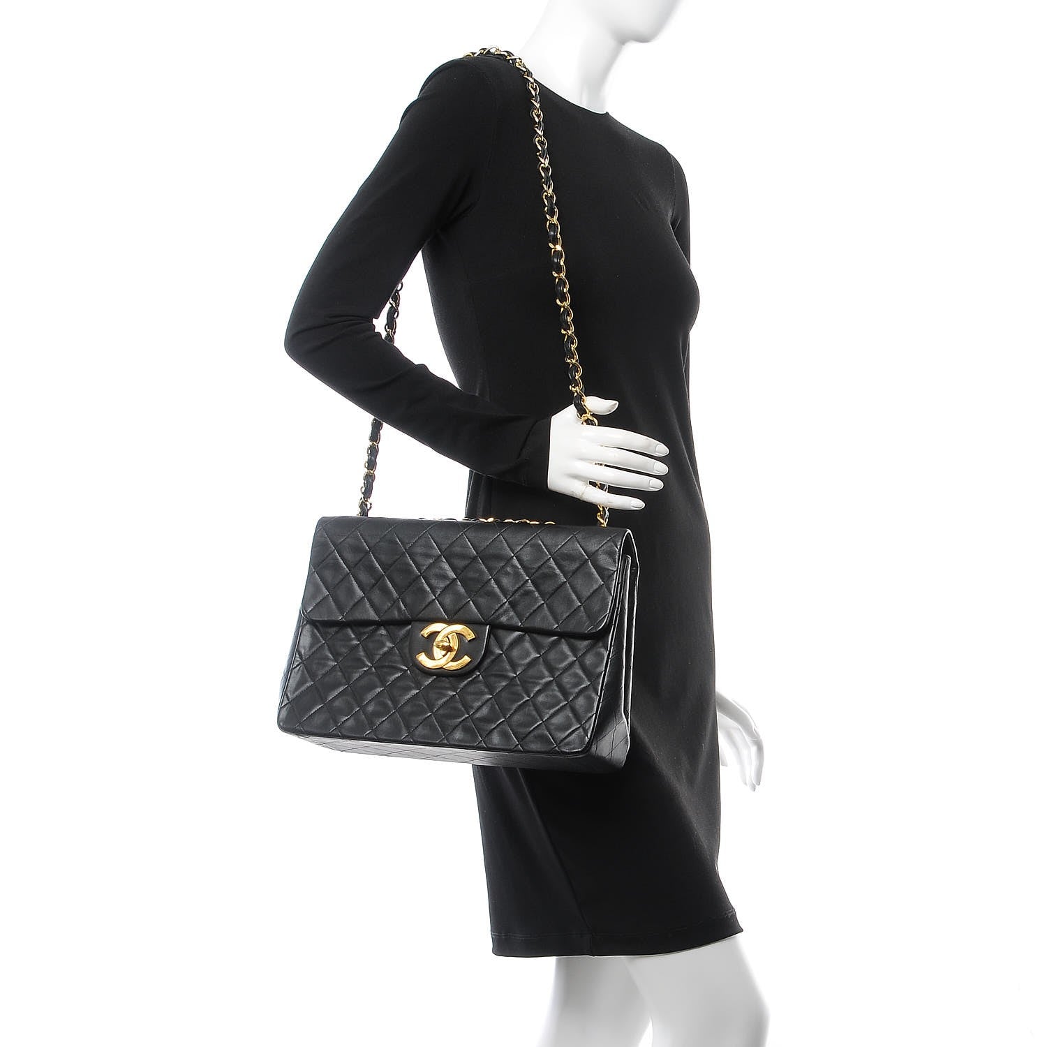 Chanel Lambskin Quilted XL Jumbo Single Flap Black 3 of 14
