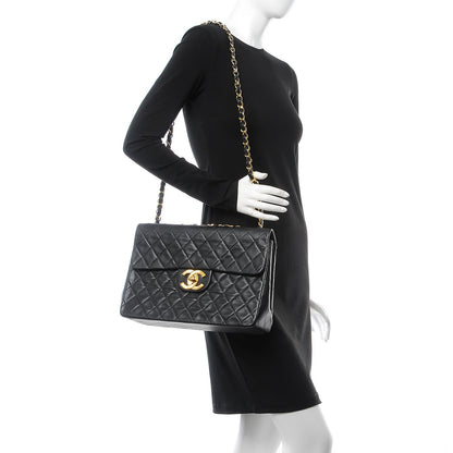 Chanel Lambskin Quilted XL Jumbo Single Flap Black 3 of 14
