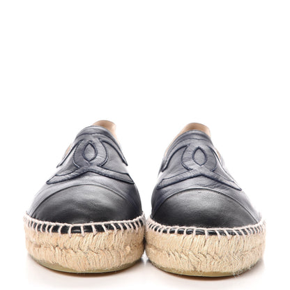 Chanel Lambskin CC Espadrilles 38 Navy Black 2 of 9