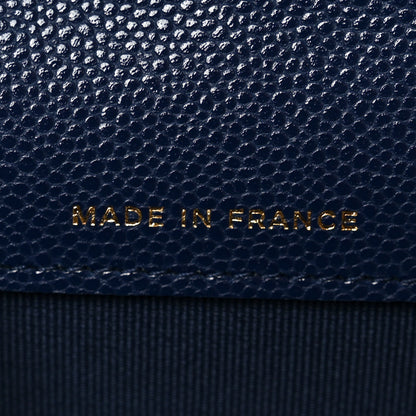 Chanel Caviar Quilted Flap Card Holder Wallet Navy Blue 7 of 9