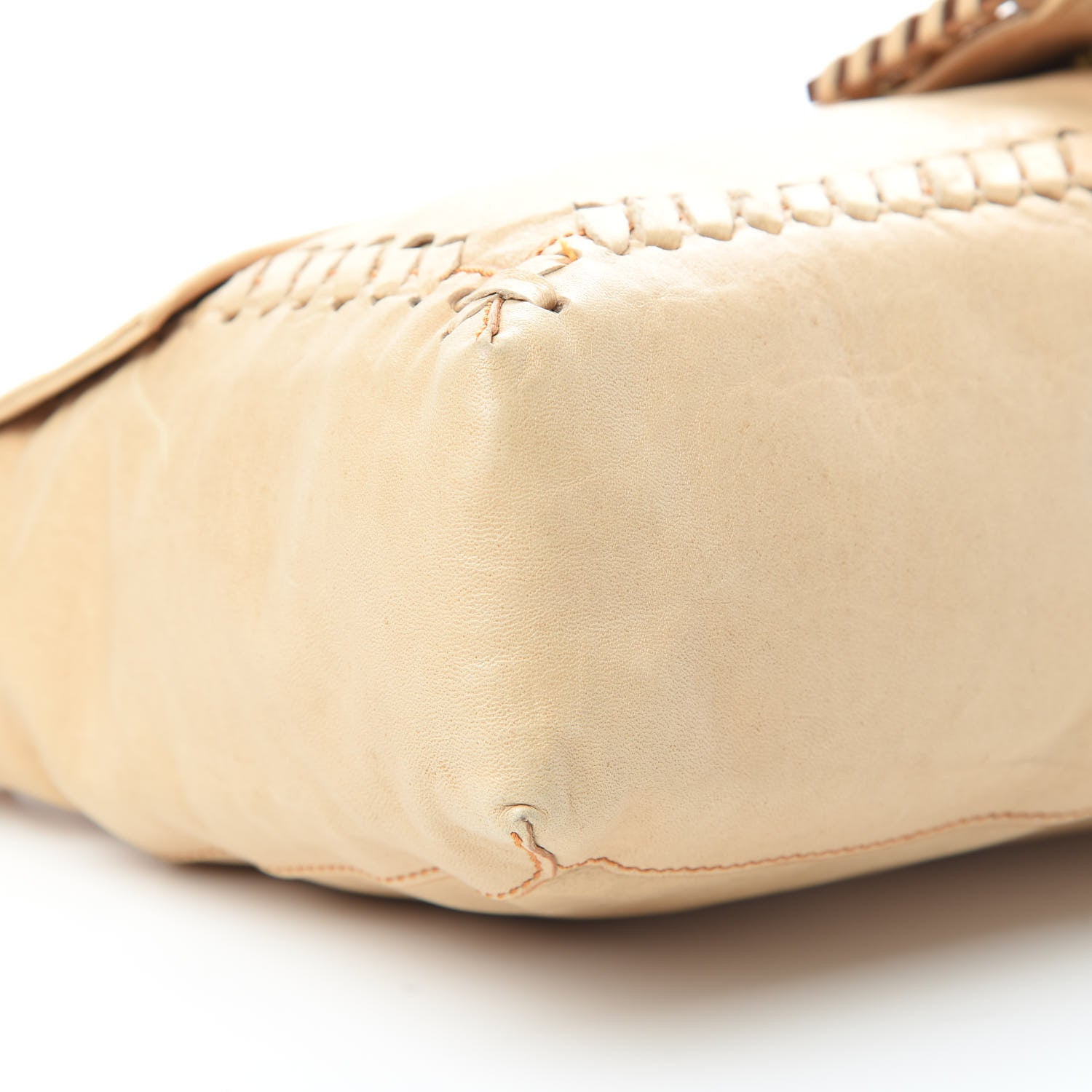 Fendi Goatskin Whipstitch Large Convertible Baguette Vacchetta 9 of 12