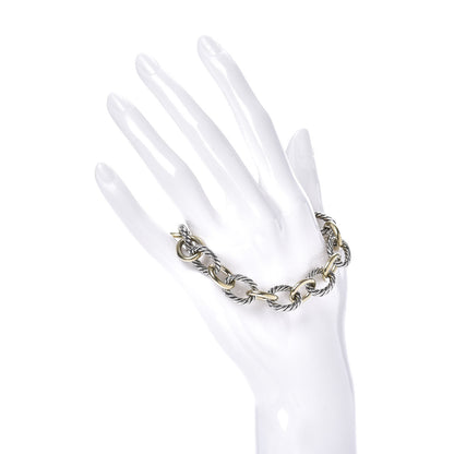 David Yurman Sterling Silver 18K Yellow Gold 10mm Medium Oval Link Bracelet 2 of 4