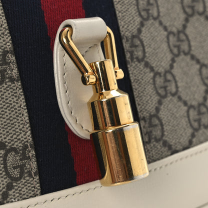 Gucci GG Supreme Monogram Azalea Calfskin Web Small Jackie 1961 Hobo Beige Ebony Mystic White 13 of 14