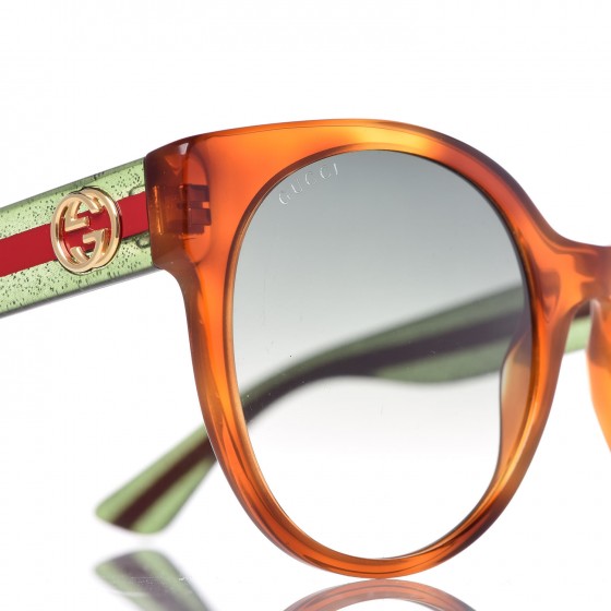 Gucci Round Eye GG Web Glitter GG0035S Sunglasses Tortoise 7 of 7
