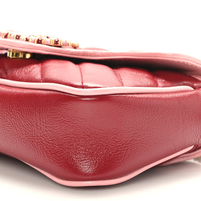 Gucci Azalea Calfskin Enamel Matelasse Diagonal Super Mini Torchon GG Marmont Shoulder Bag New Cherry Red Wild Rose 9 of 10