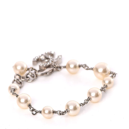 Chanel Baguette Crystal Pearl CC Bracelet Silver 3 of 4