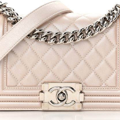 Chanel Metallic Calfskin Quilted Small Boy Flap Light Pink 8 of 15