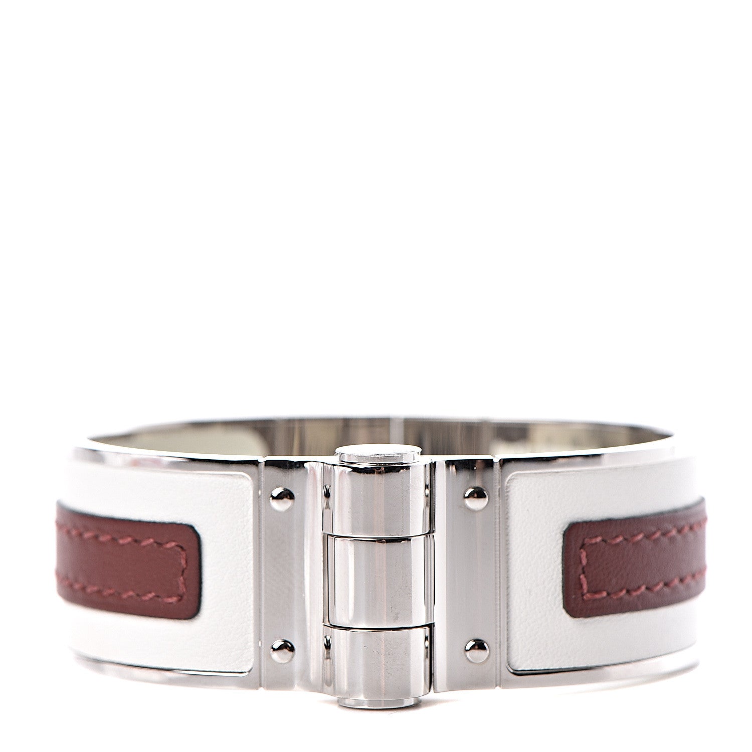 Hermes Swift Calfskin Uni Wide Equestre Hinged Bracelet S Rouge H White 1 of 4