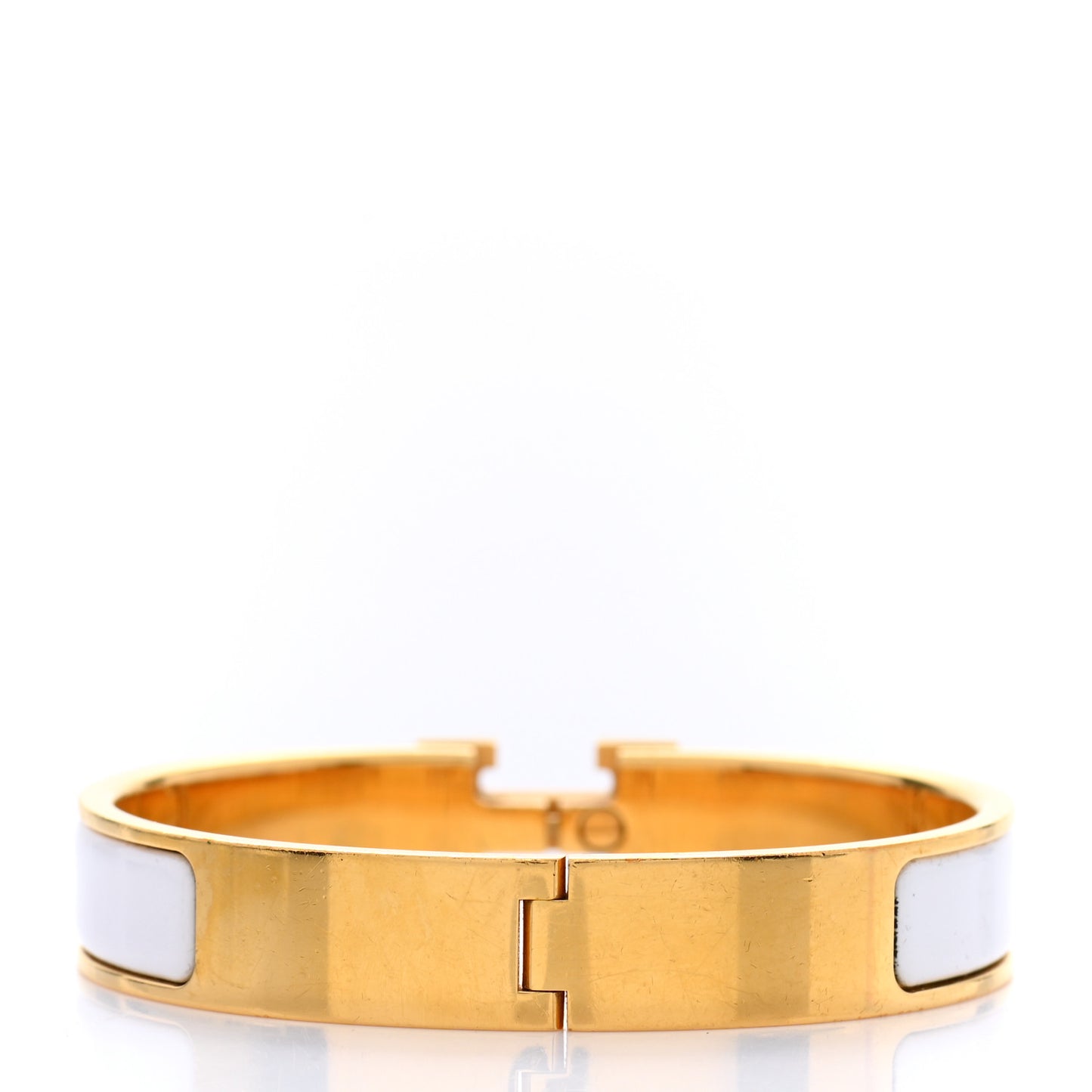 Enamel Narrow Clic Clac H Bracelet PM White