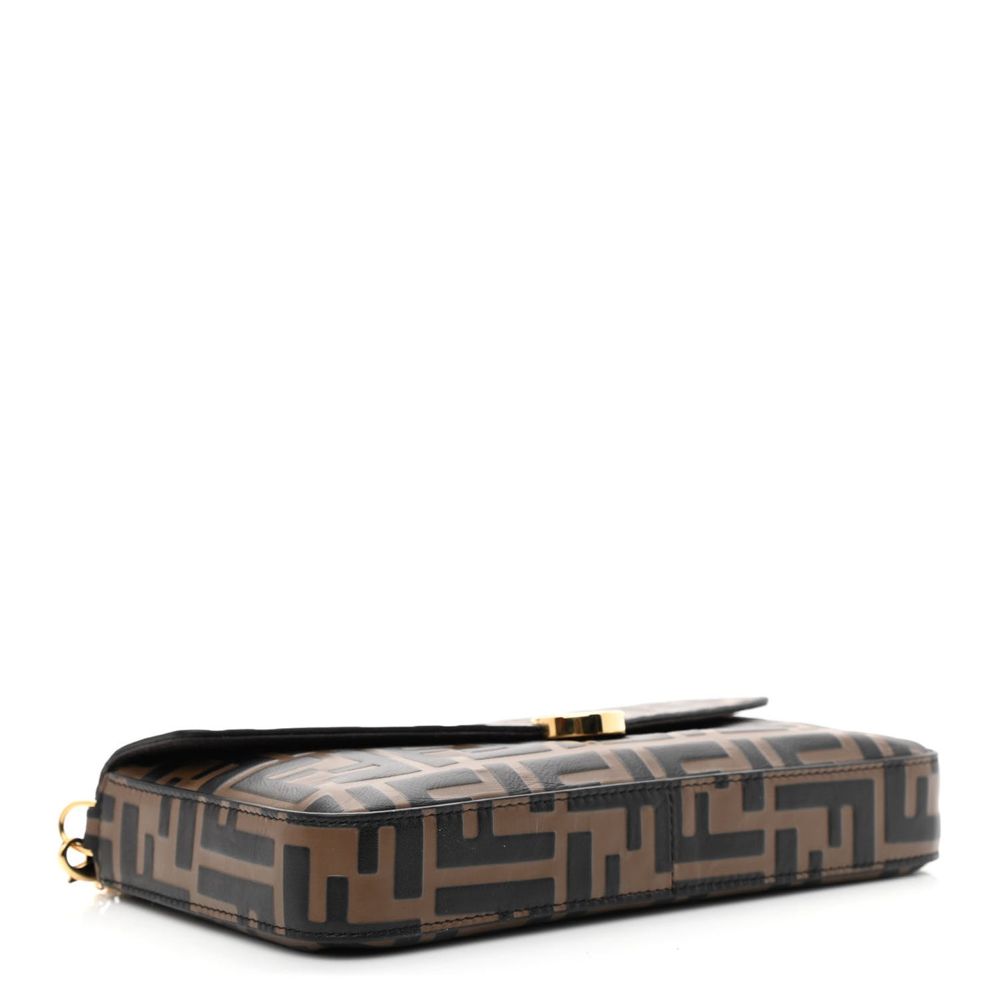 Vitello Soft F is Fendi Bi-Color FF 1974 Embossed Envelope Wallet On Chain with Pouches Maya Black