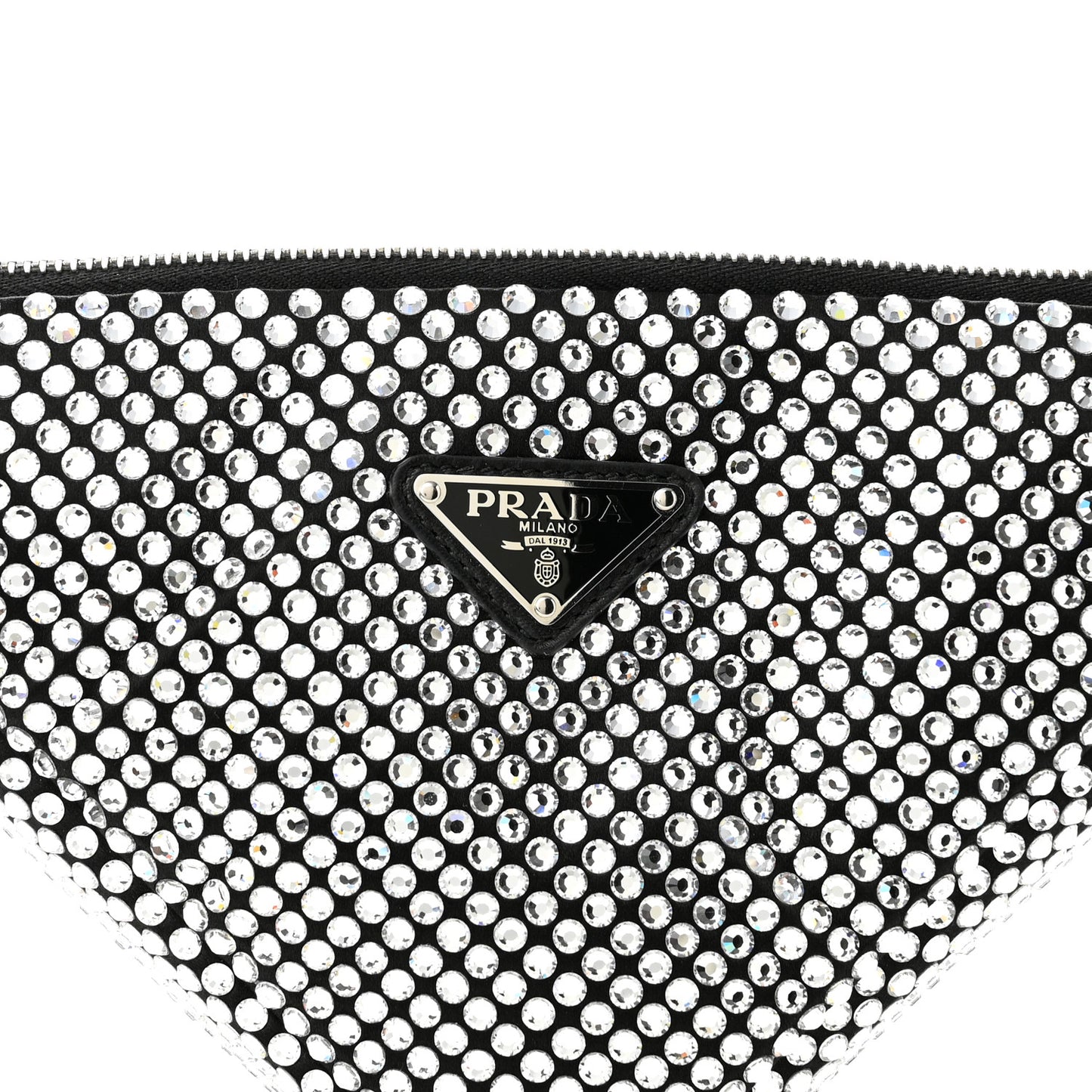 Satin Crystal Triangle Pouch Cristal