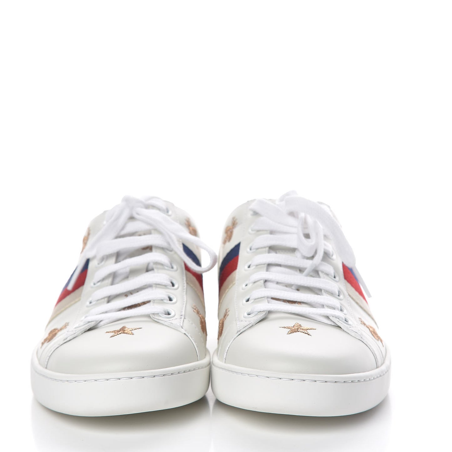 Calfskin Bee Star Embroidered Sylvie Web Ace Sneakers 40 White