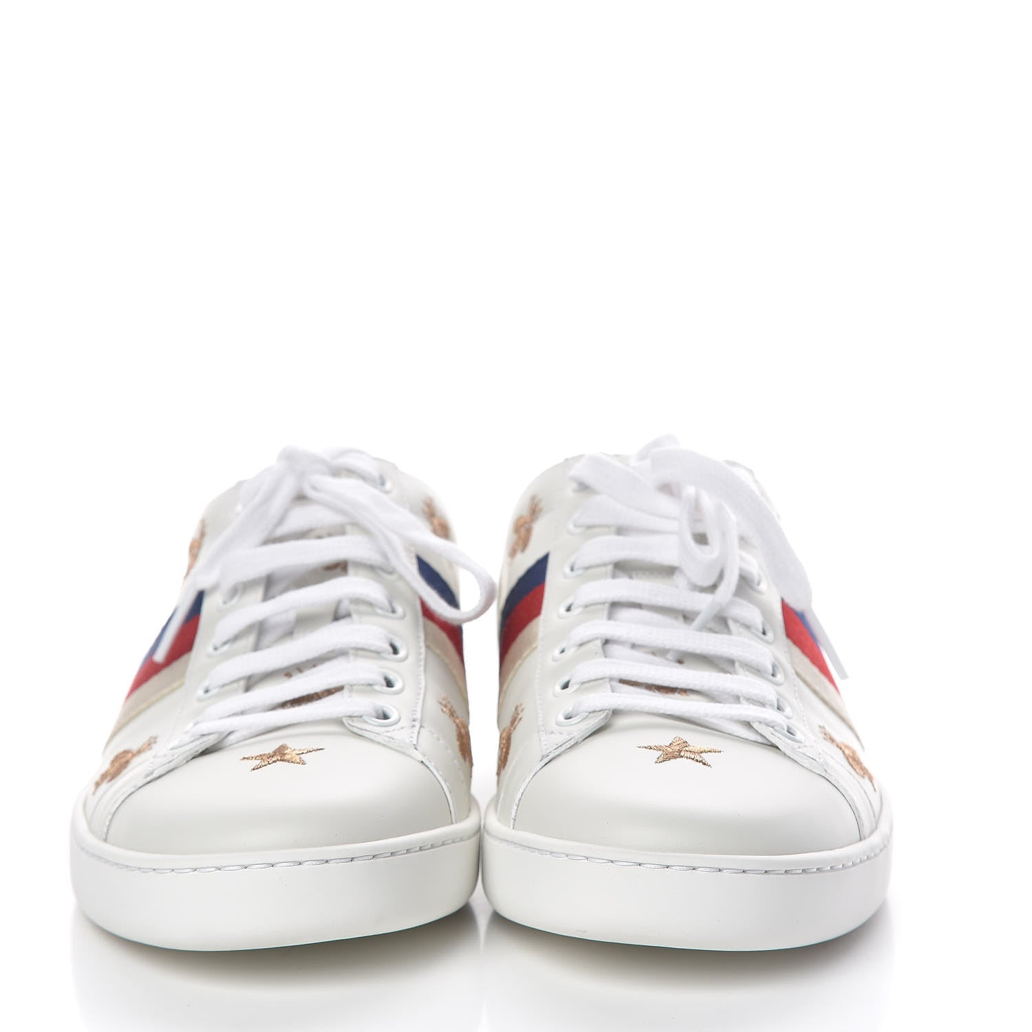 Gucci Calfskin Bee Star Embroidered Sylvie Web Ace Sneakers 40 White 2 of 10