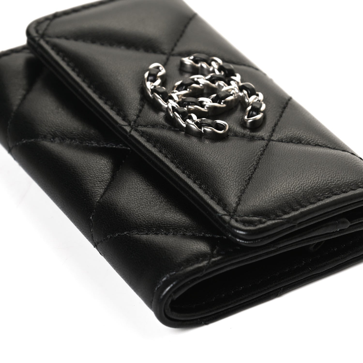 Chanel Lambskin Quilted Chanel 19 Flap Card Holder Black 10 of 12