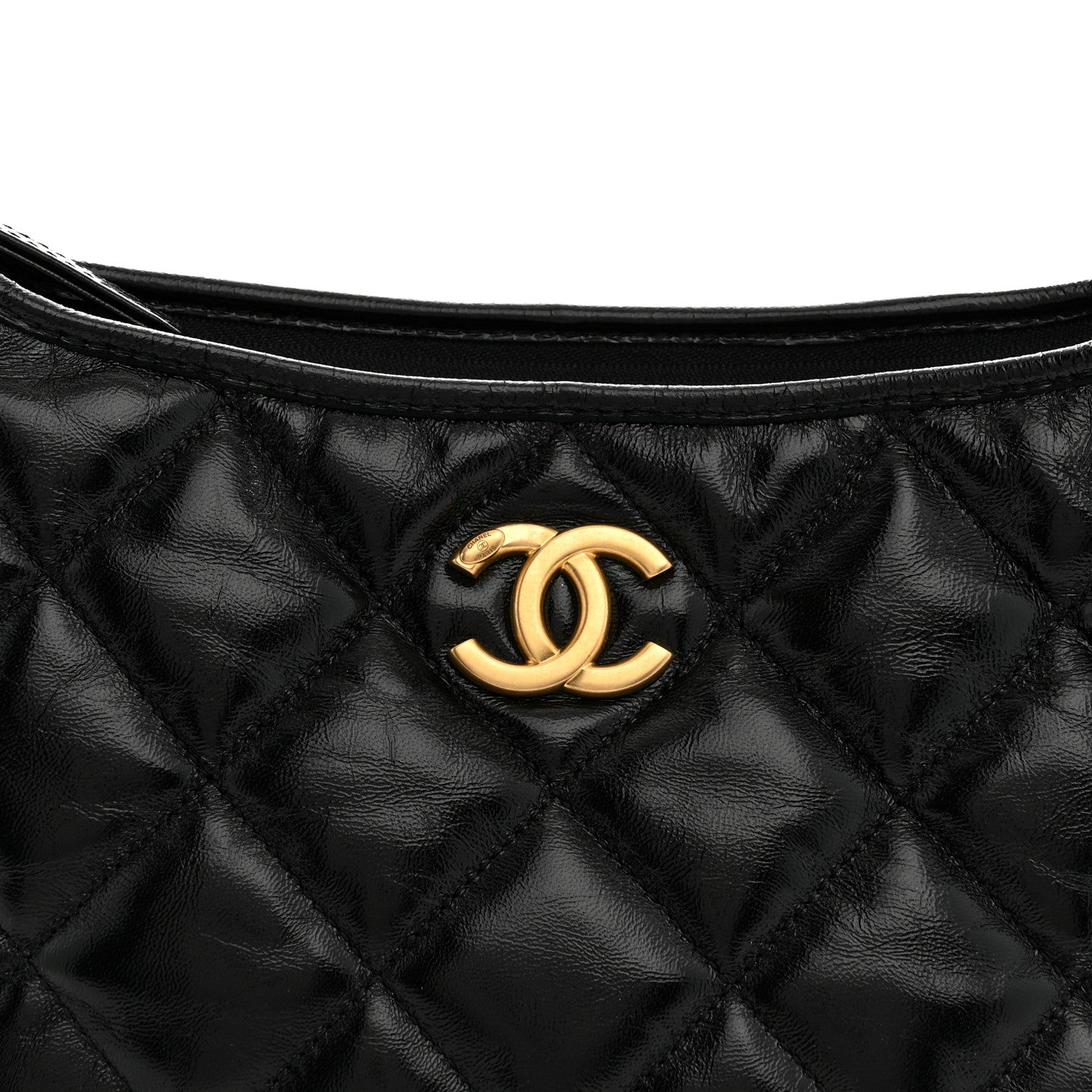 Chanel Shiny Crumpled Lambskin Quilted CC Funky Town Hobo Black 8 of 11