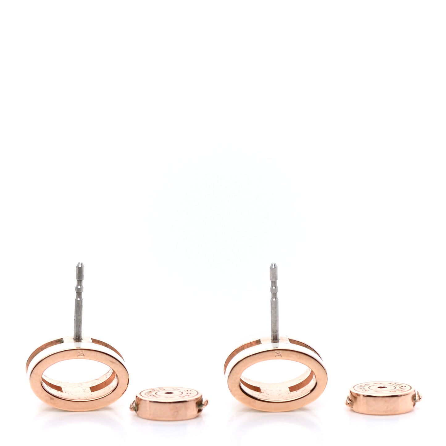 Rose Gold Lacquered Mini Pop H Earrings White