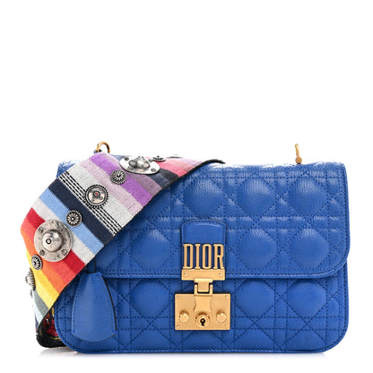 Christian Dior Goatskin Cannage Large Dioraddict Flap Bohemian Strap Blue 1 of 11