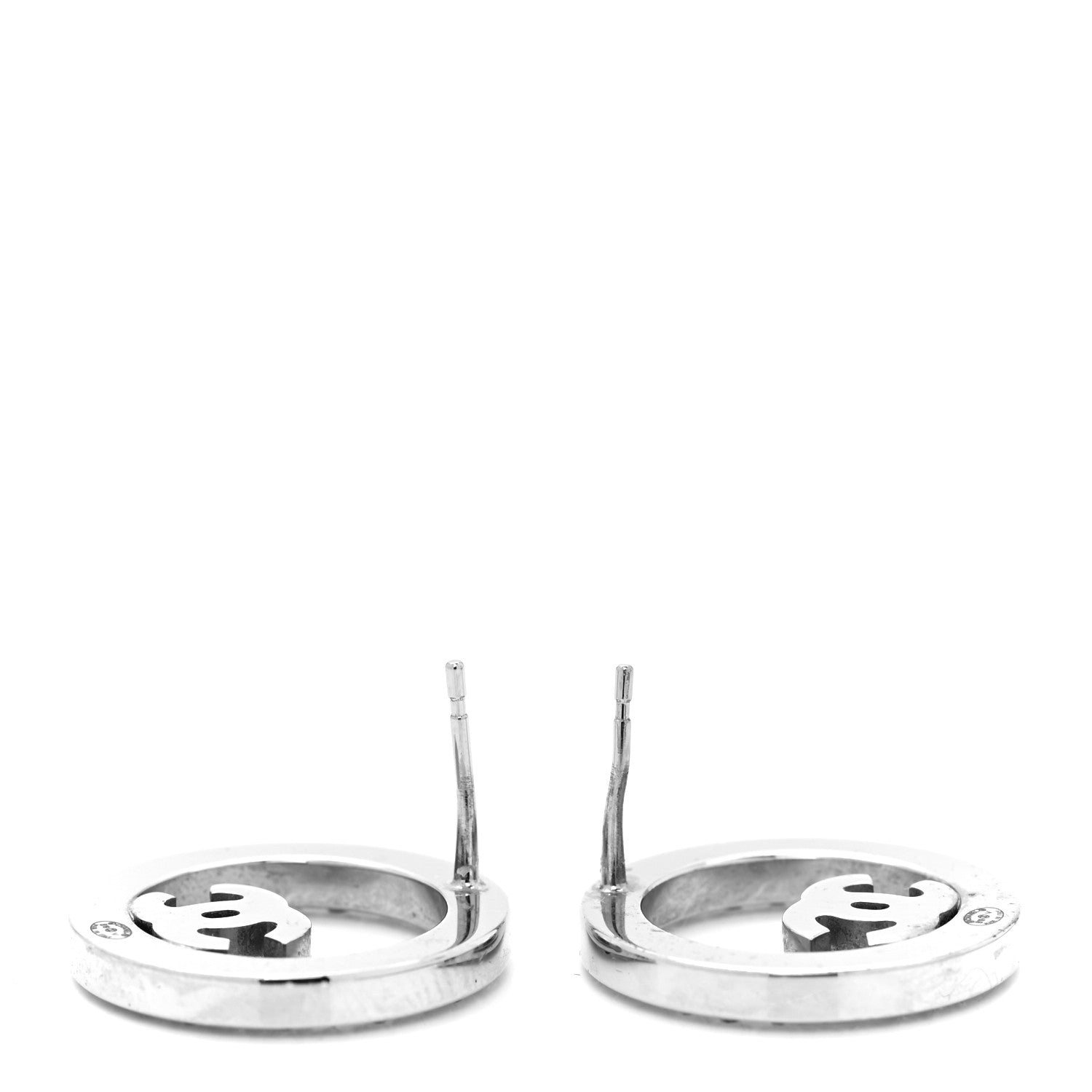 Chanel Crystal CC Round Earrings Silver 5 of 5