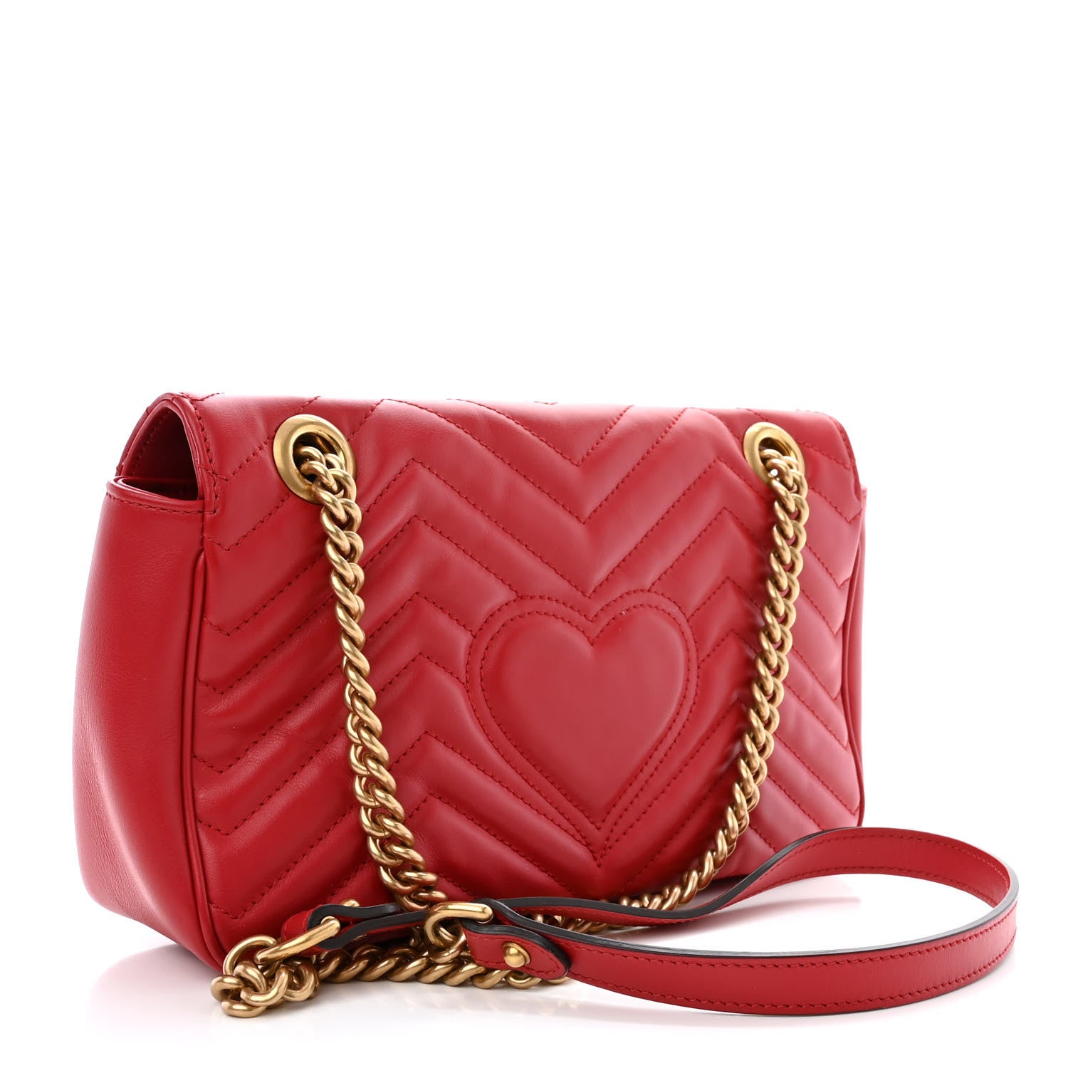 Gucci Calfskin Matelasse Small GG Marmont Shoulder Bag Hibiscus Red 3 of 11