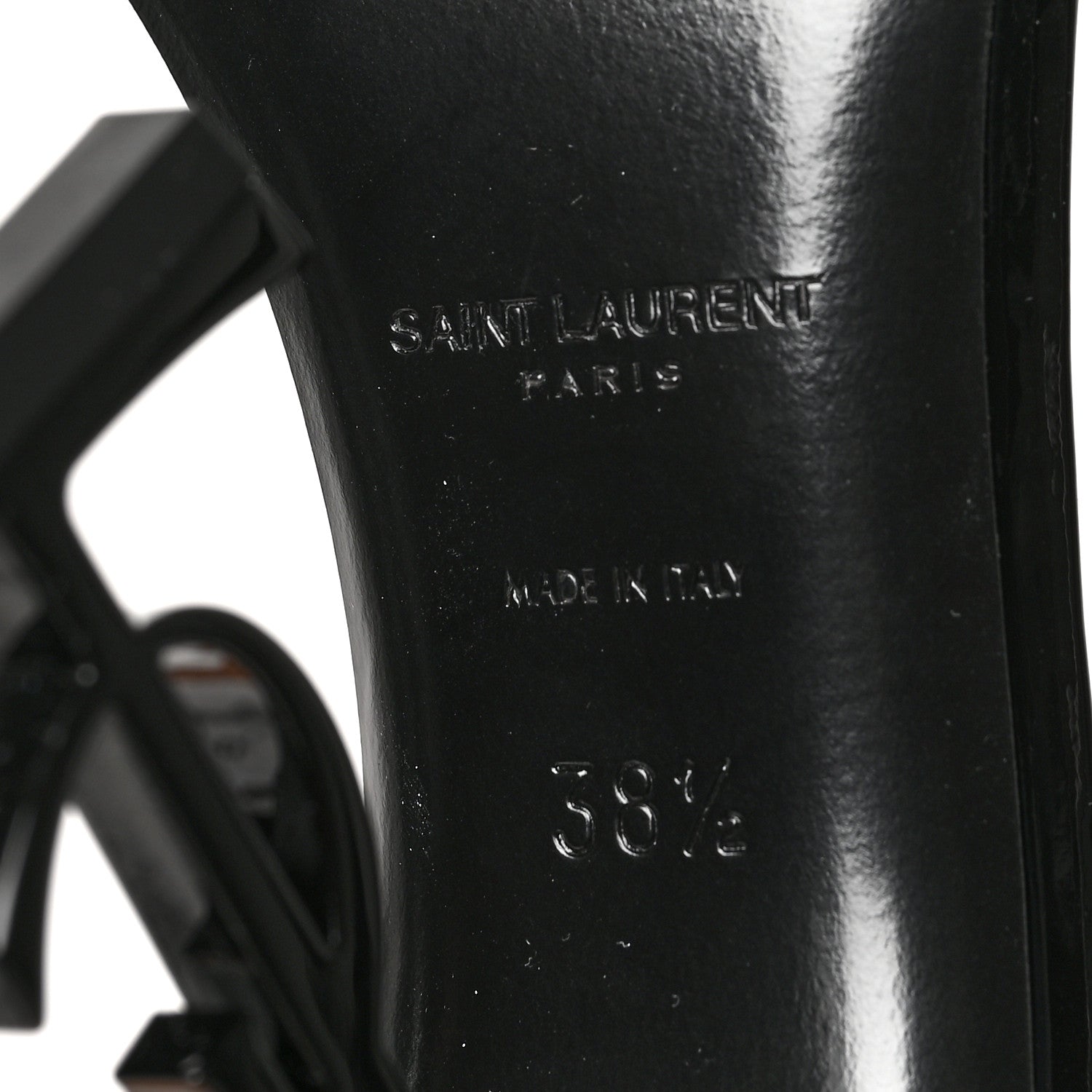 Saint Laurent Patent Calfskin Opyum 110 Sandals 38.5 Black 6 of 8