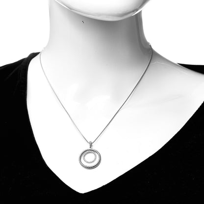David Yurman Sterling Silver Diamond Mobile Circle Pendant Necklace 2 of 6