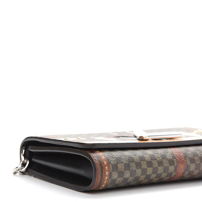 Louis Vuitton Transformed Damier Ebene Time Trunk Twist Chain Wallet 7 of 8