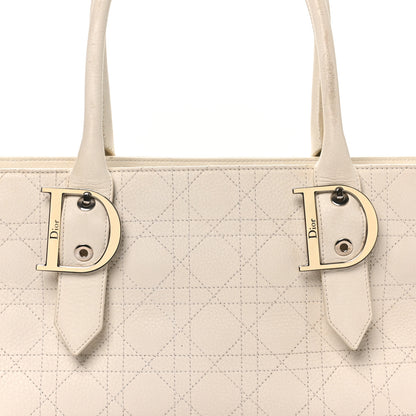 Christian Dior Calfskin Cannage D Buckle East West Tote White 6 of 10