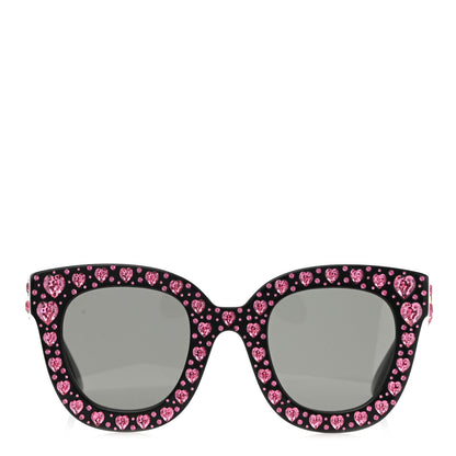 Gucci Acetate Hearts Cat Eye Sunglasses GG0116S Black Pink 2 of 8