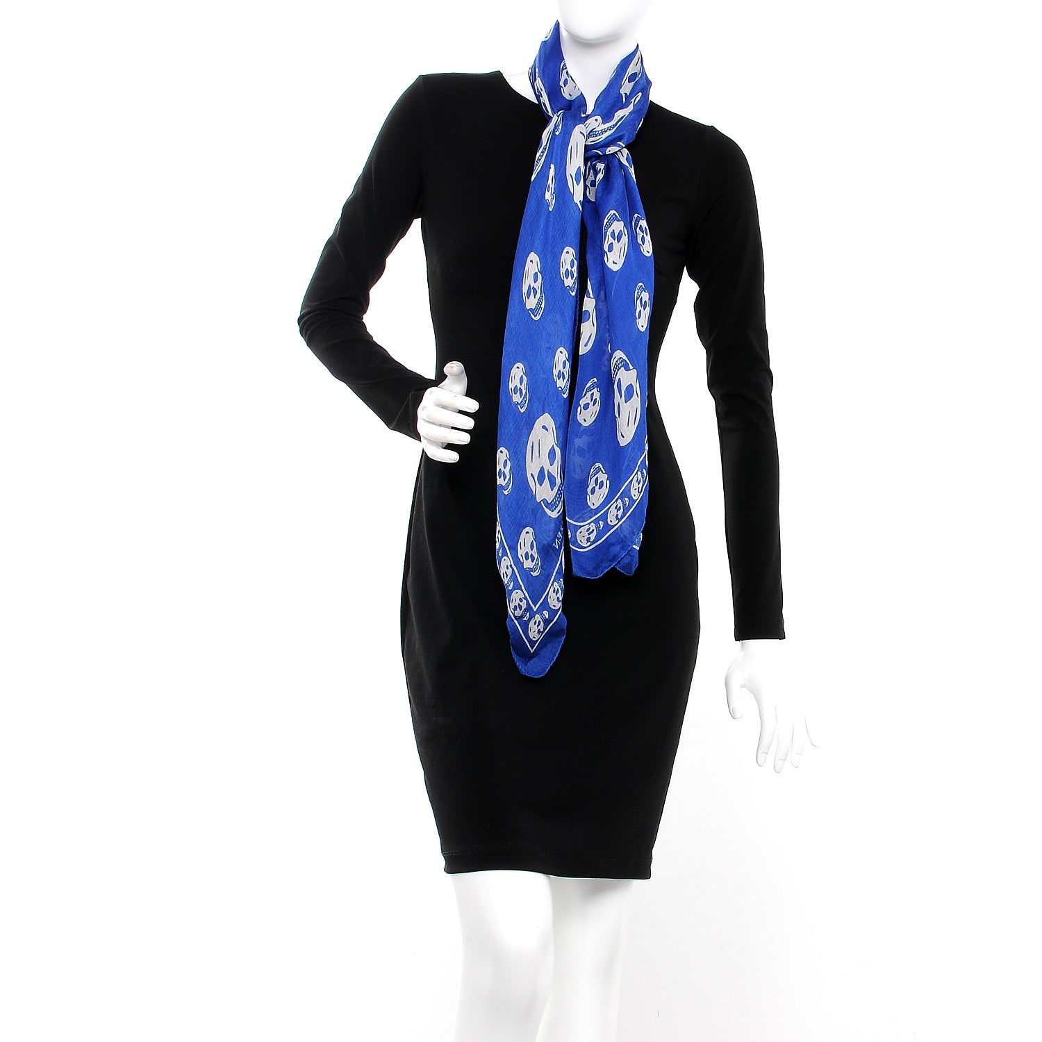Alexander McQueen Silk Chiffon Skull Scarf Blue 2 of 7