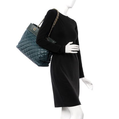 Chanel Calfskin Quilted Large Soft Elegance Tote Green 2 of 12