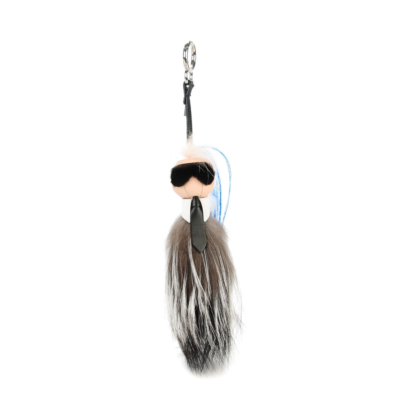 Fendi Mink Fox Goat Fur Mini Karlito Bag Charm Blue 1 of 4