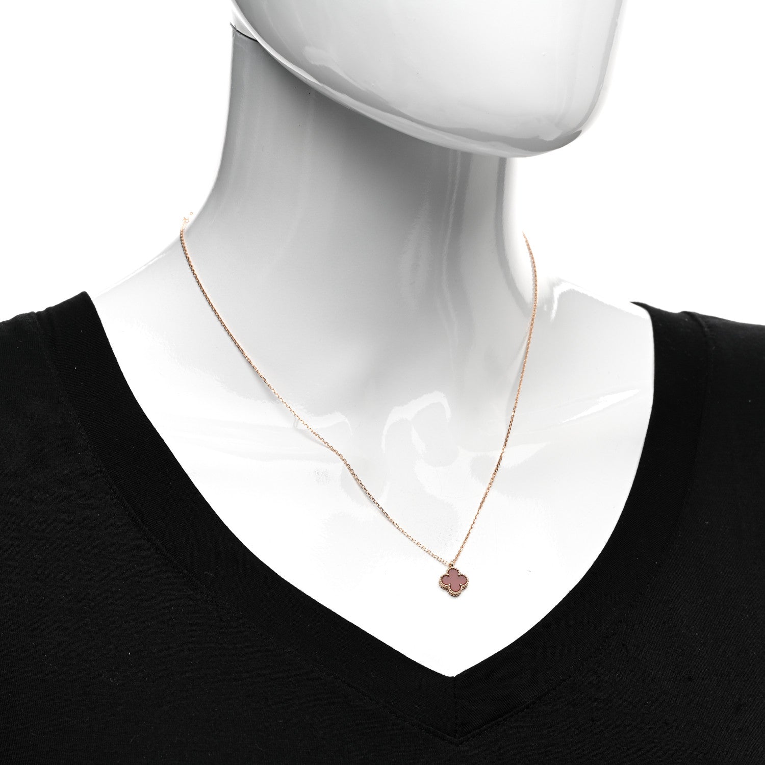 Van Cleef & Arpels 18K Rose Gold Carnelian Sweet Alhambra Pendant Necklace 2 of 5