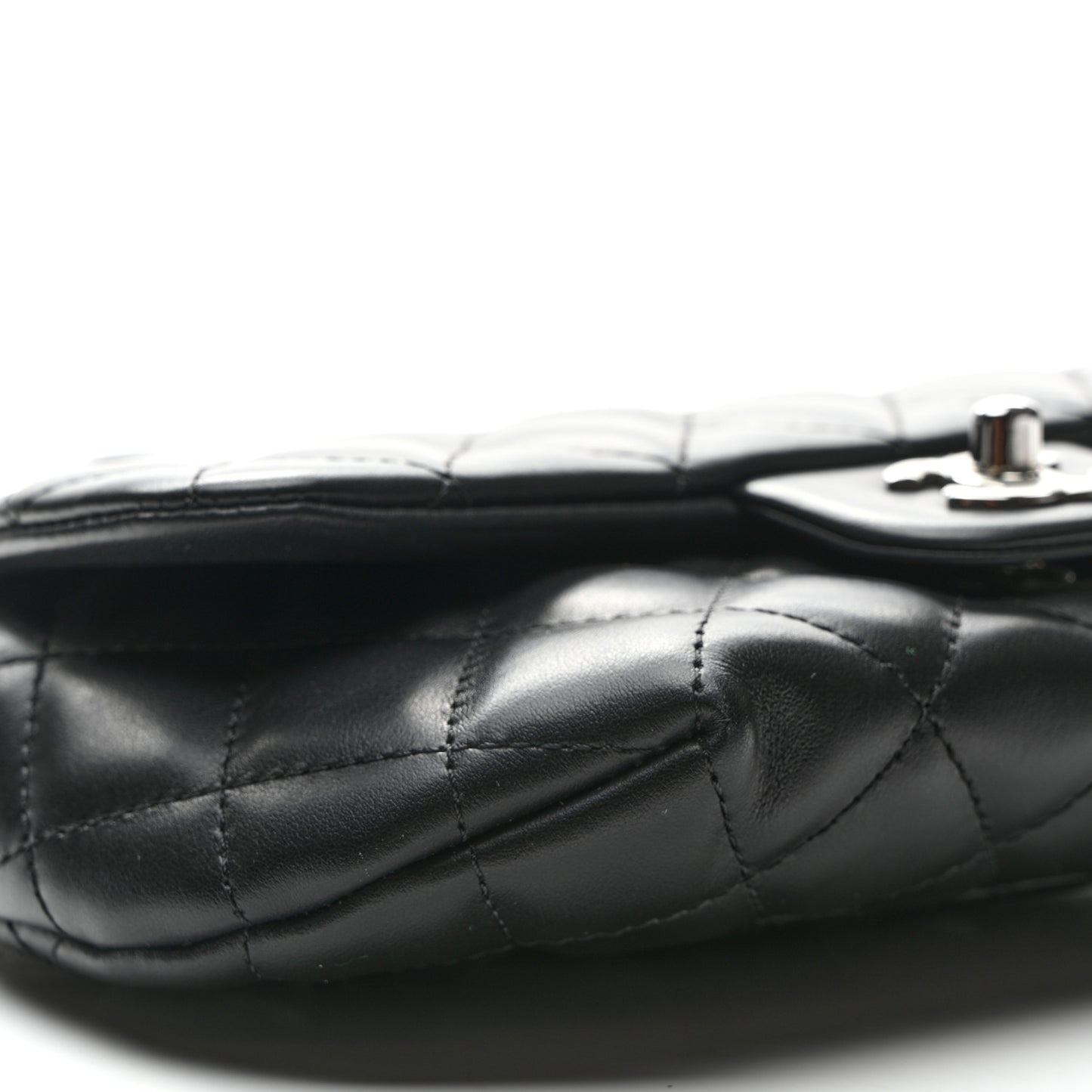 Calfskin Quilted CC Uniform Flap Belt Bag Black