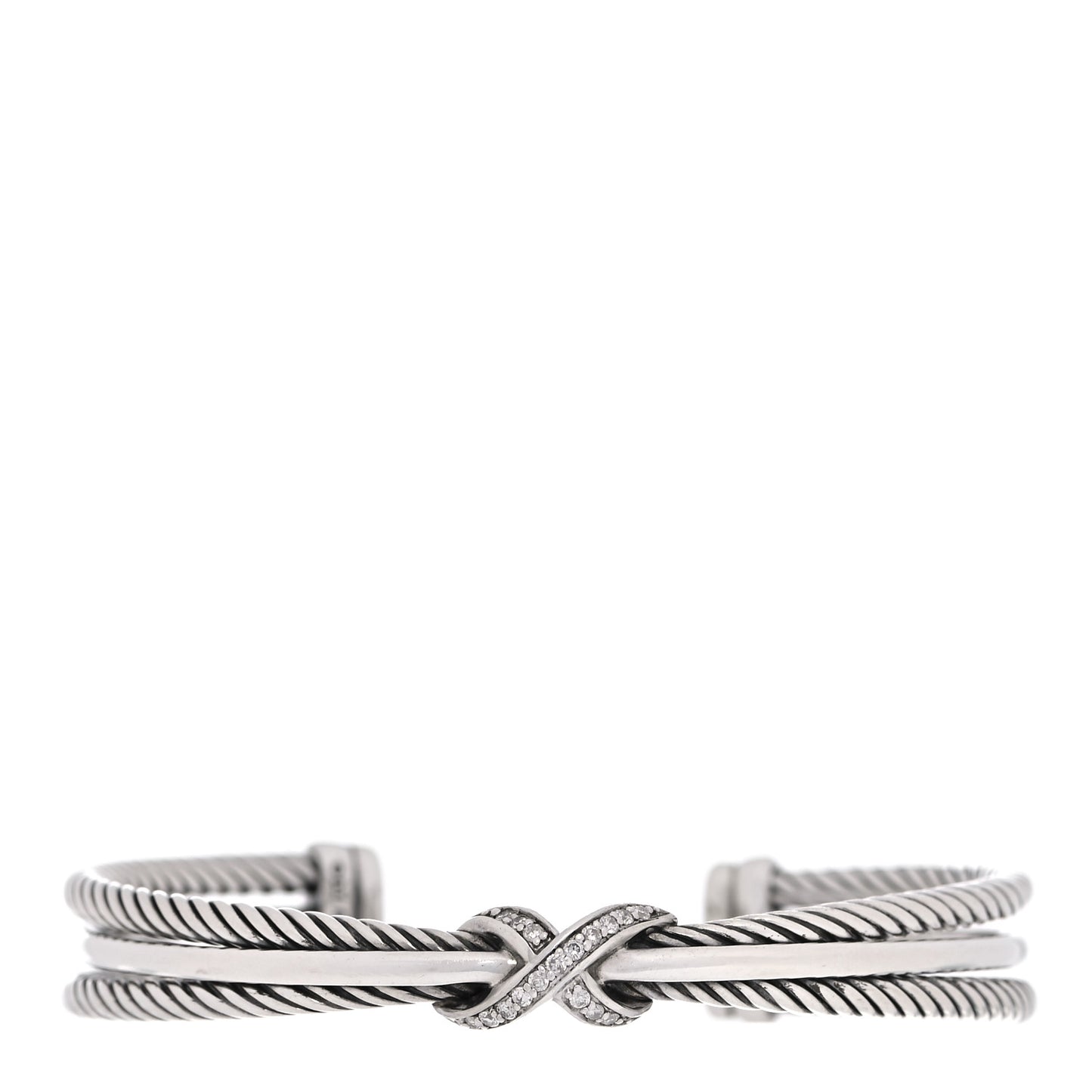Sterling Silver Diamond 7mm Crossover X Bracelet