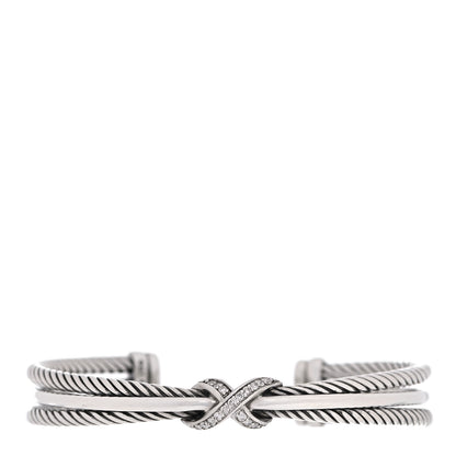 David Yurman Sterling Silver Diamond 7mm Crossover X Bracelet 1 of 4