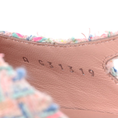 Chanel Tweed Patent Cap Toe Slingback Flats 38.5 Multicolor White 6 of 9