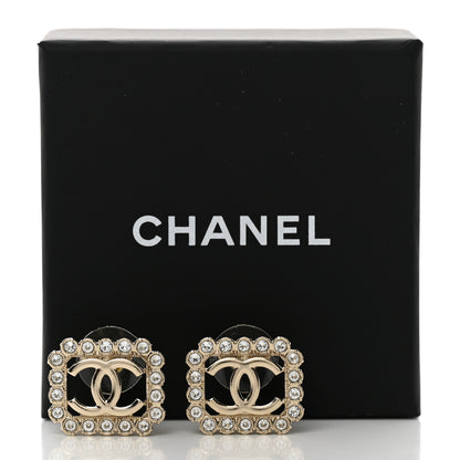 Chanel Crystal CC Square Earrings Gold 5 of 5