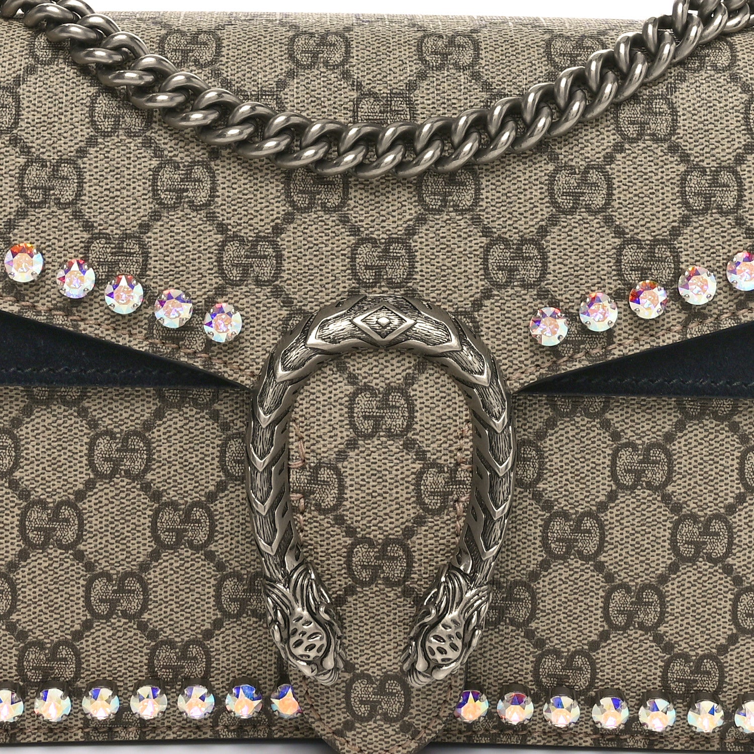 Gucci GG Supreme Monogram Crystal Small Dionysus Shoulder Bag Black 8 of 11