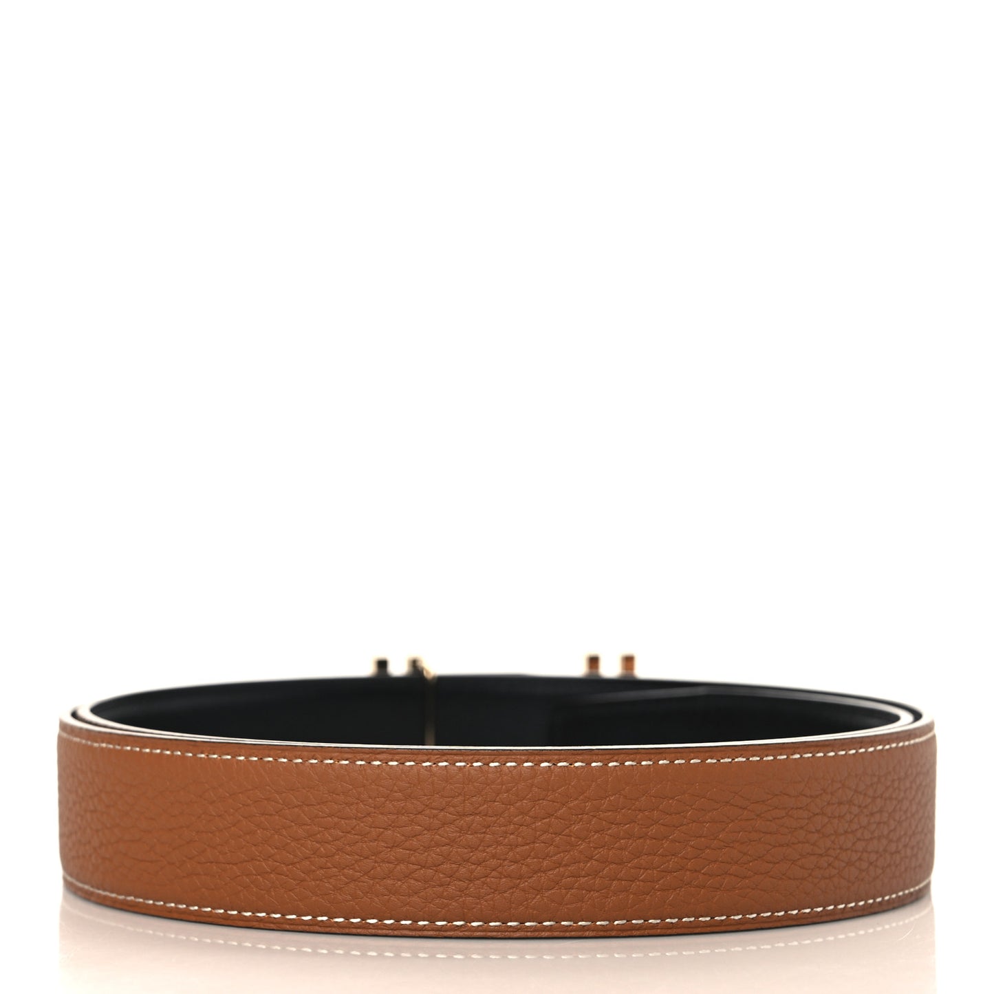 Box 135 Togo 32mm Au Carre H Belt 85 Black Gold