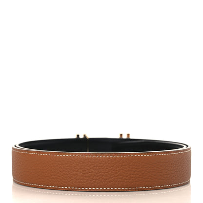 Hermes Box 135 Togo 32mm Au Carre H Belt 85 Black Gold 3 of 6