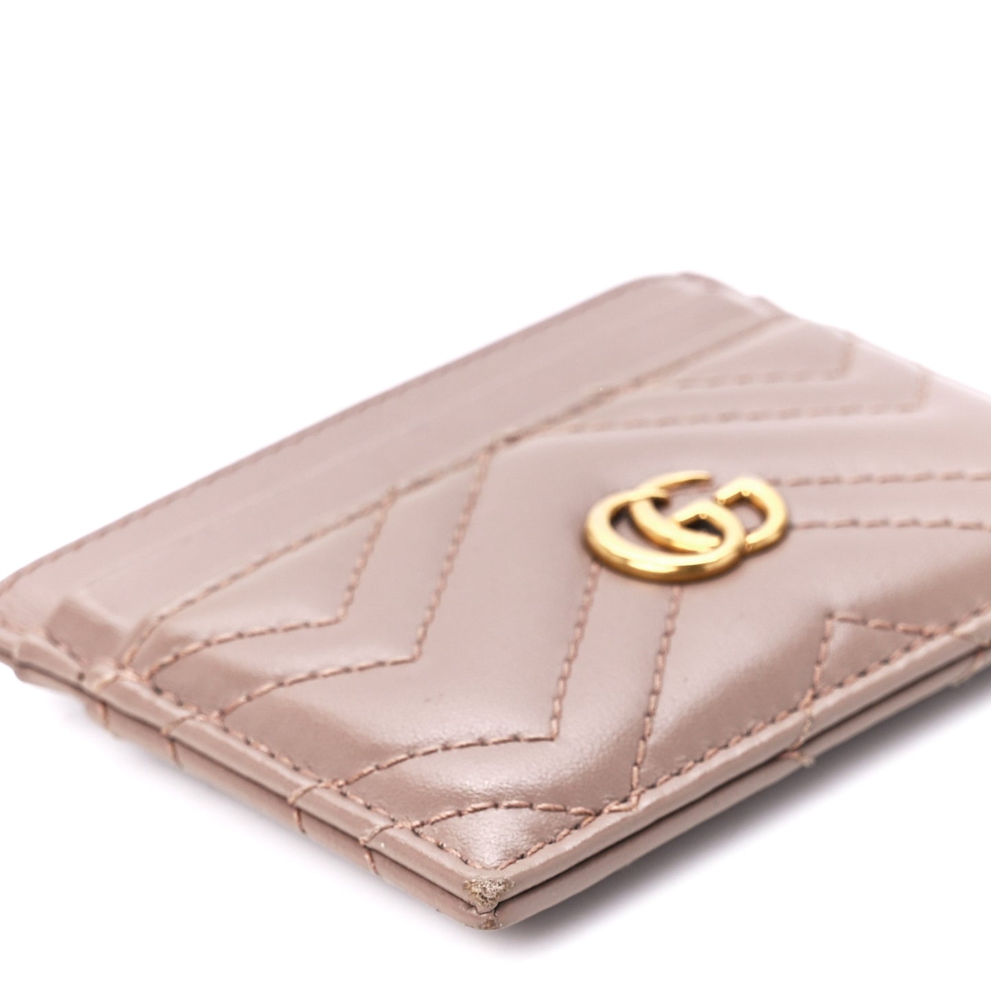 Calfskin Matelasse GG Marmont Card Holder Porcelain Rose