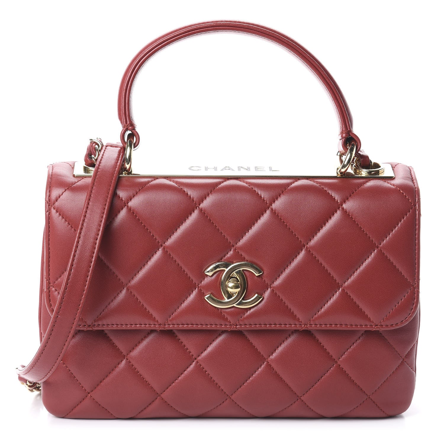 Chanel Lambskin Quilted Small Trendy CC Flap Dual Handle Bag Red 1 of 9
