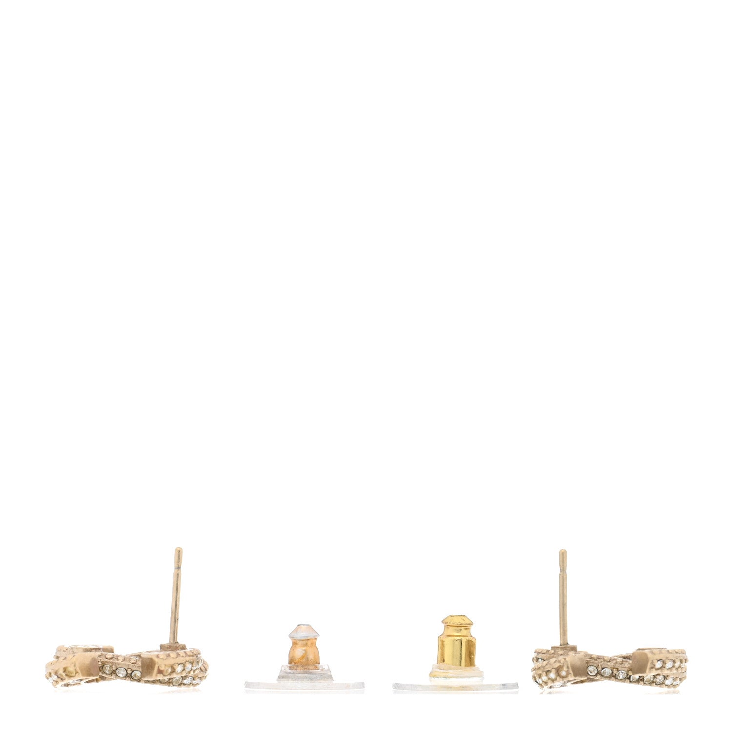 Chanel Crystal Timeless CC Earrings Light Gold 3 of 5