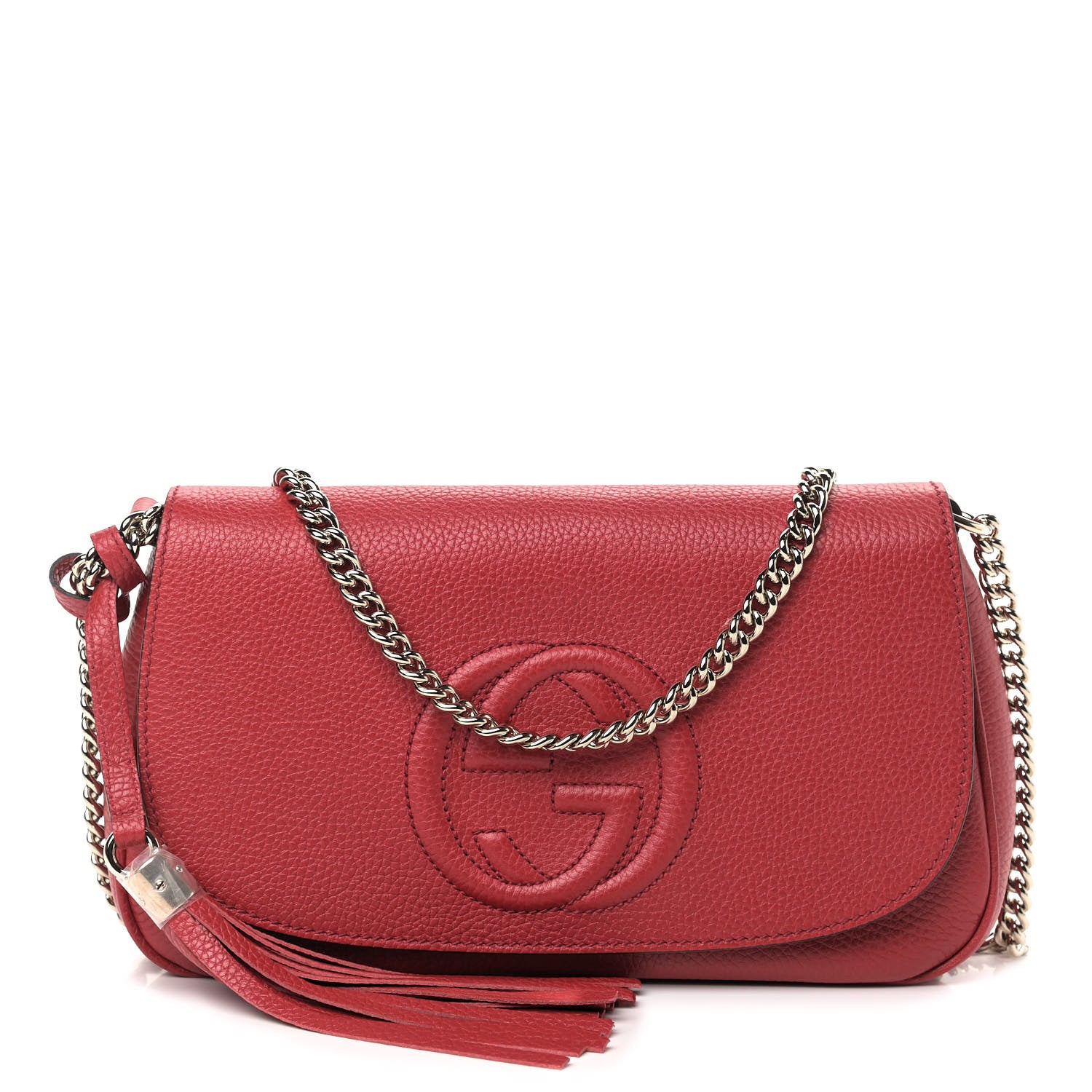 Gucci Pebbled Calfskin Medium Soho Flap Crossbody Vibrant Red 1 of 8