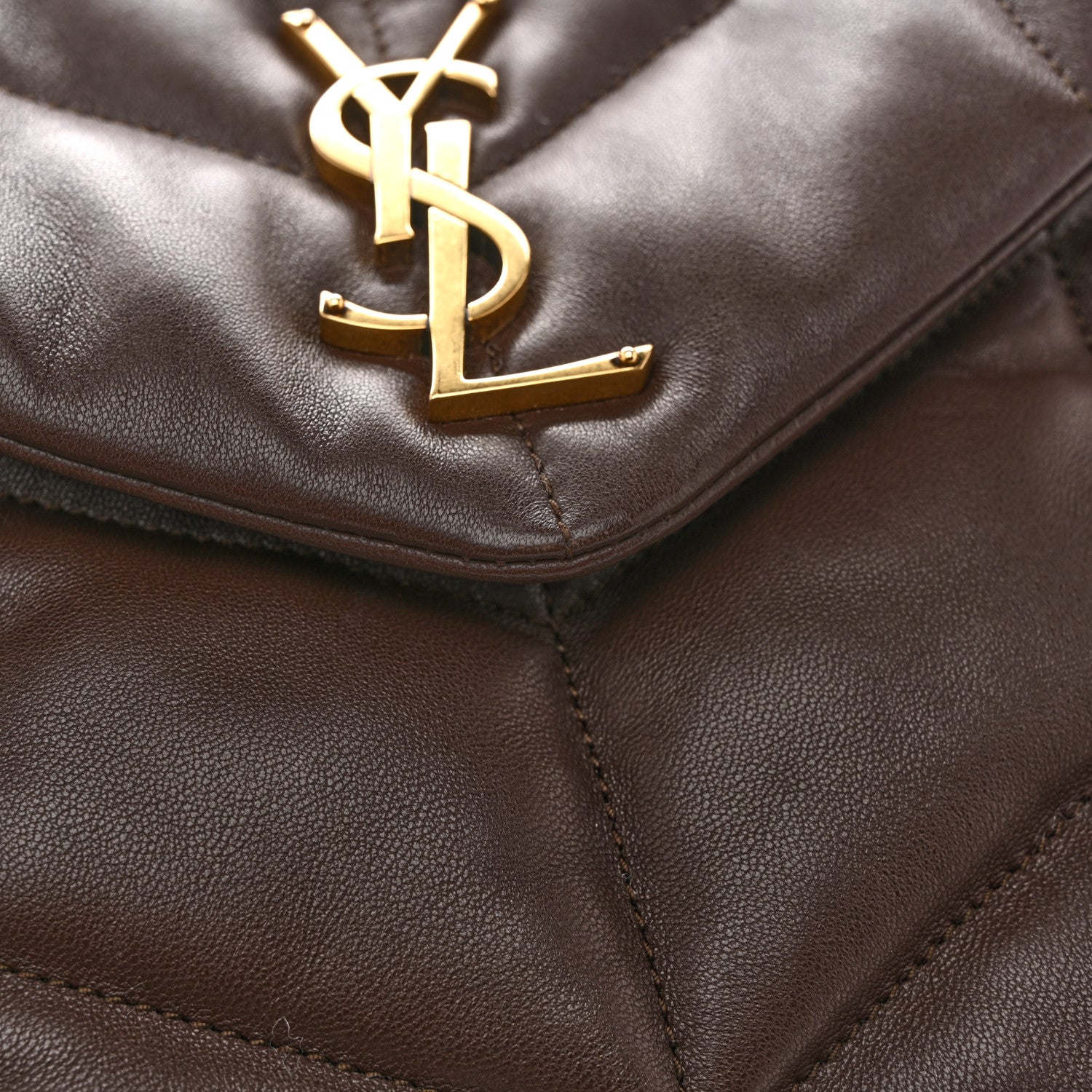 Saint Laurent Lambskin Quilted Small Loulou Puffer Monogram Chain Satchel Dark Ganache 13 of 14