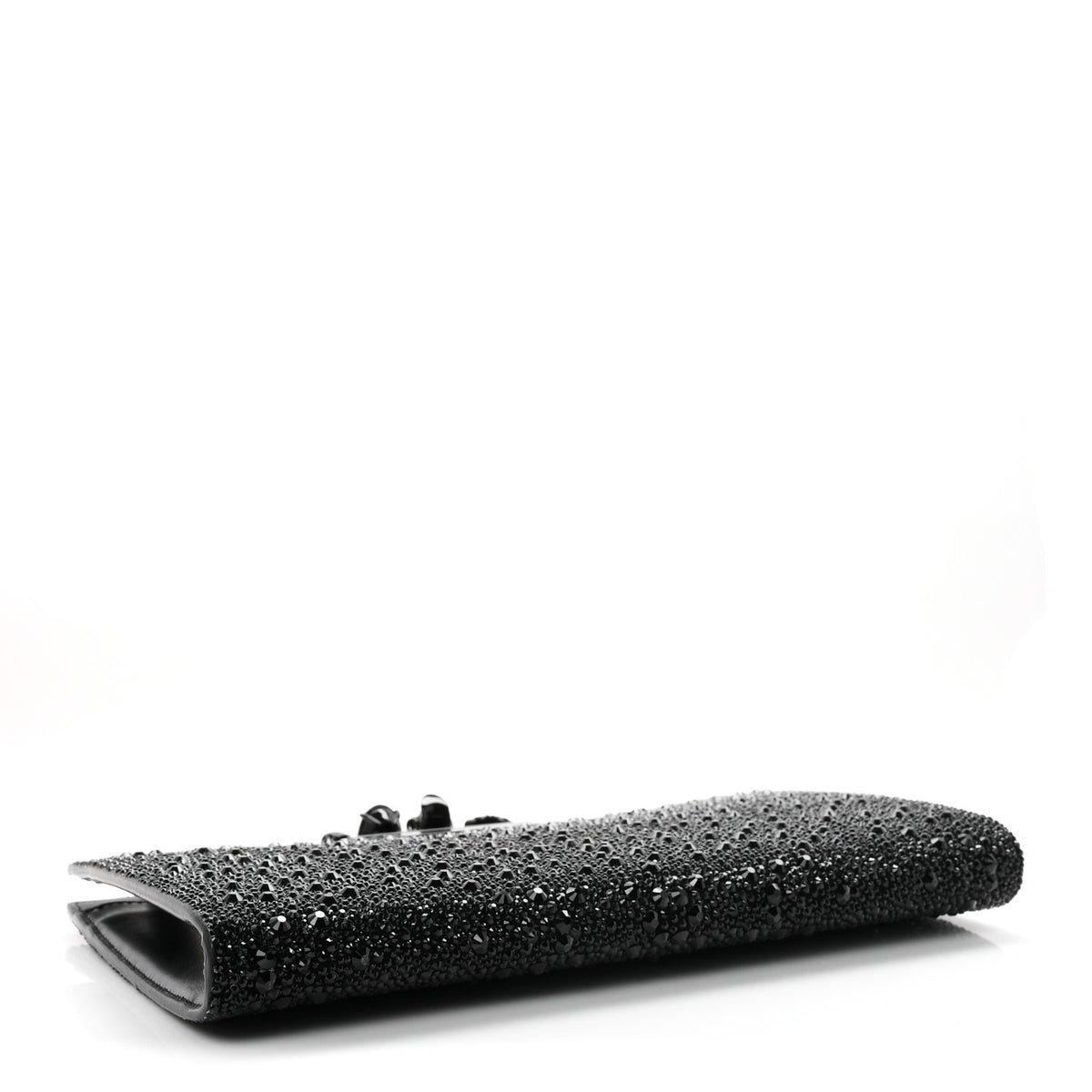 Crystal Jeweled Knuckle Flat Clutch Black