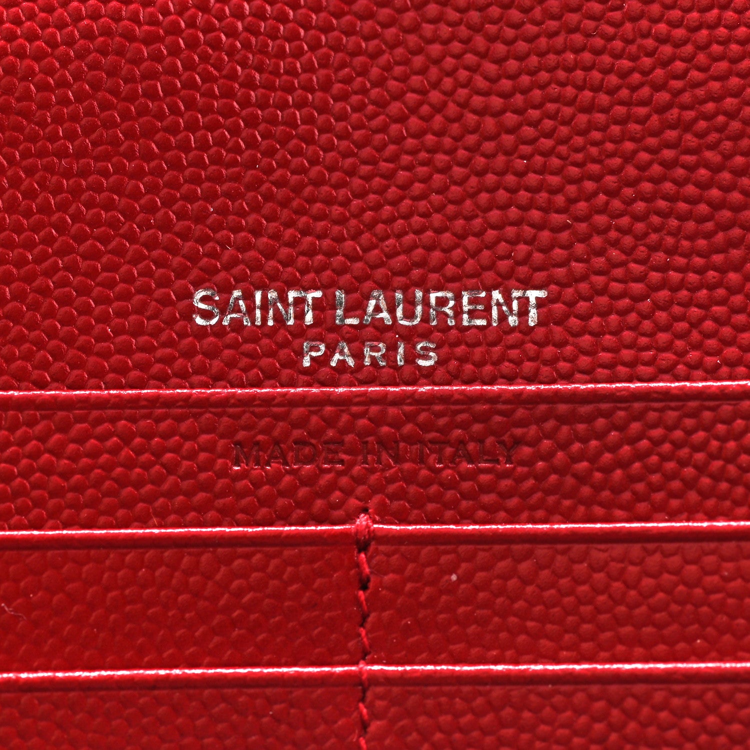 Saint Laurent Grain De Poudre Matelasse Chevron Monogram Flap Wallet Red 5 of 6