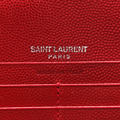 Saint Laurent Grain De Poudre Matelasse Chevron Monogram Flap Wallet Red 5 of 6